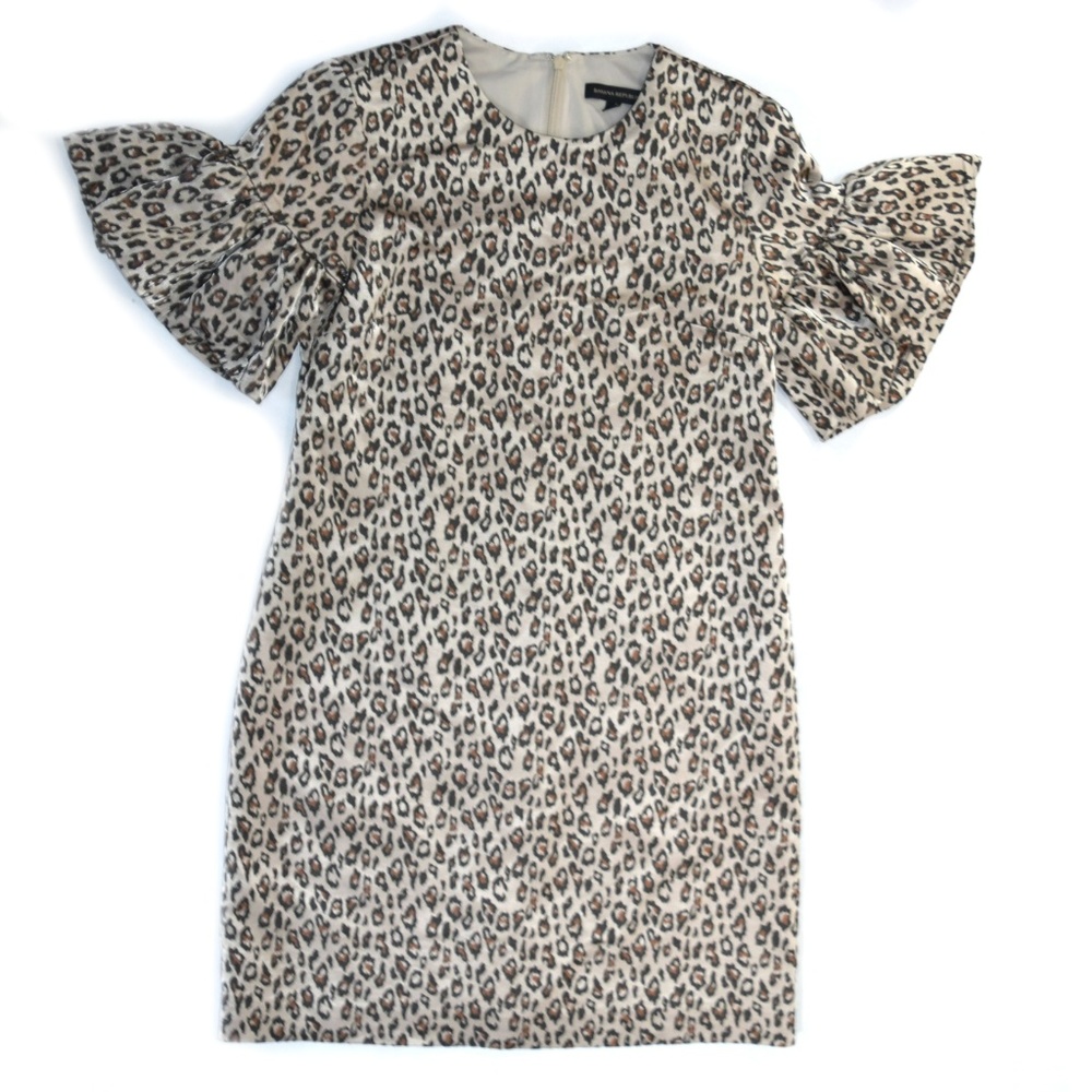 Banana Republic Leopard Print Flutter Sleeve Dress - image 4